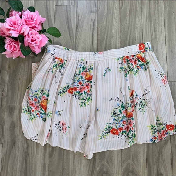 Free People Night Watcher Floral Stripe Skort NWT - Picture 3 of 6